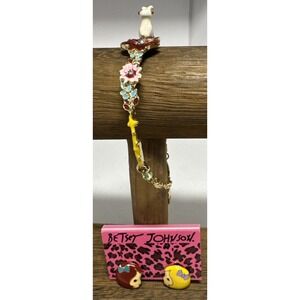 Betsy Johnson Lot 2 Bracelet & Post Earrings Enamel 2 Girls Bunny Flowers 3D